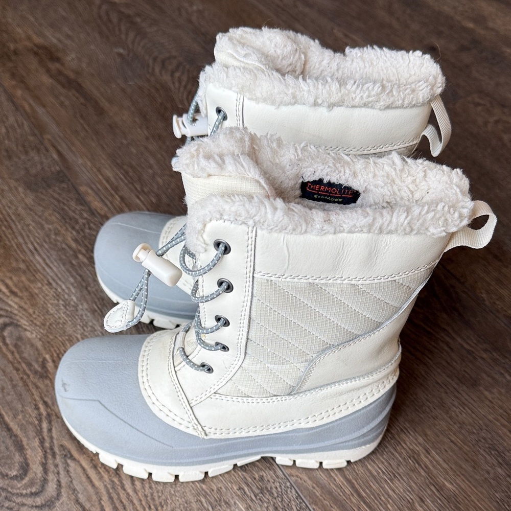 Kids Thermolite Winter Boots - Cream and Gray